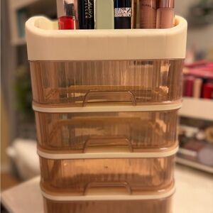 Two - 5-Layer Cream Colored Makeup Organizer